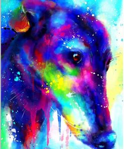 Watercolor Colorful Greyhound Dog