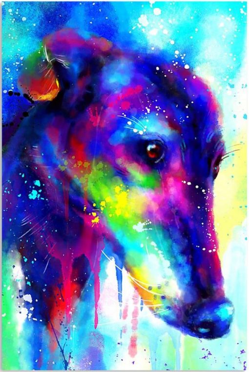Watercolor Colorful Greyhound Dog