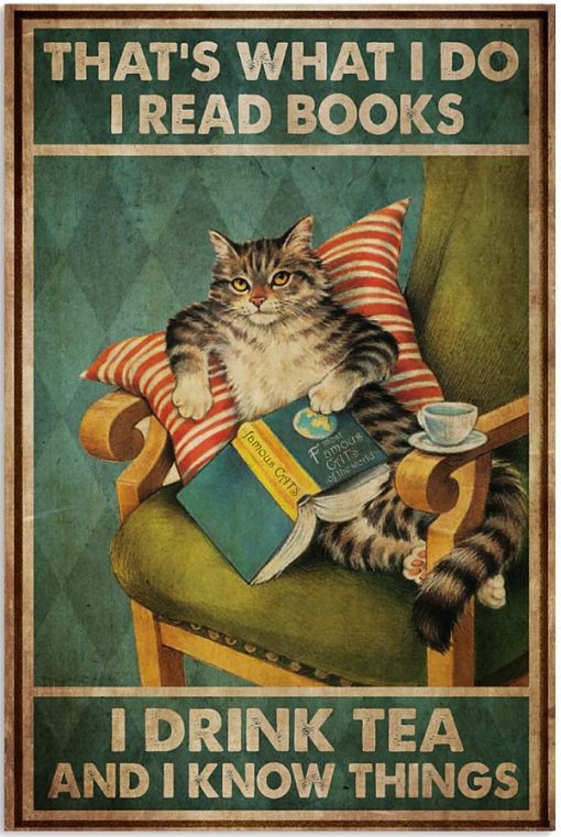 Cat Read Book Drink Tea That What I Do