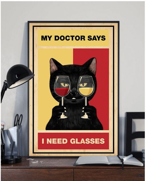Black Cat My Doctor Says I Need Glasses Wine