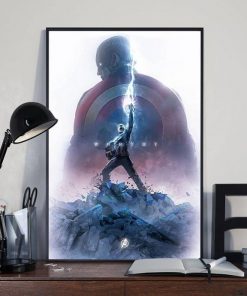 Worthy Captain America Uses Mjolnir Hammer Poster