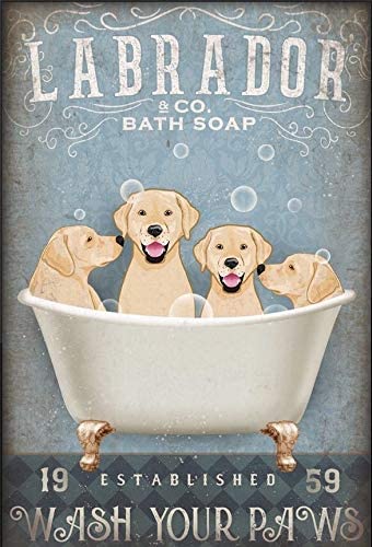 Labrador Bath Soap Established Wash Your Paws Poster