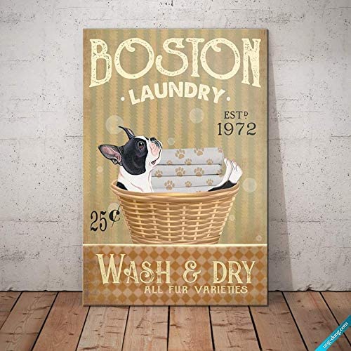 Boston Terrier Dog Laundry Wash and Dry Poster