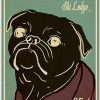Cute Black Pug Ski Lodge Poster