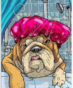 Funny Cute Bulldog Shower Poster