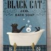 Black Cat Bath Soap Established Wash Your Paws Poster