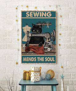 Black Cat Lady Sewing Mends The Soul