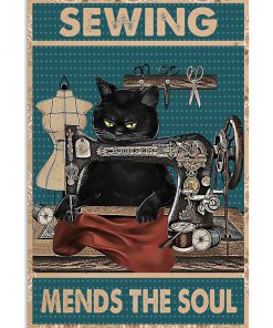 Black Cat Lady Sewing Mends The Soul