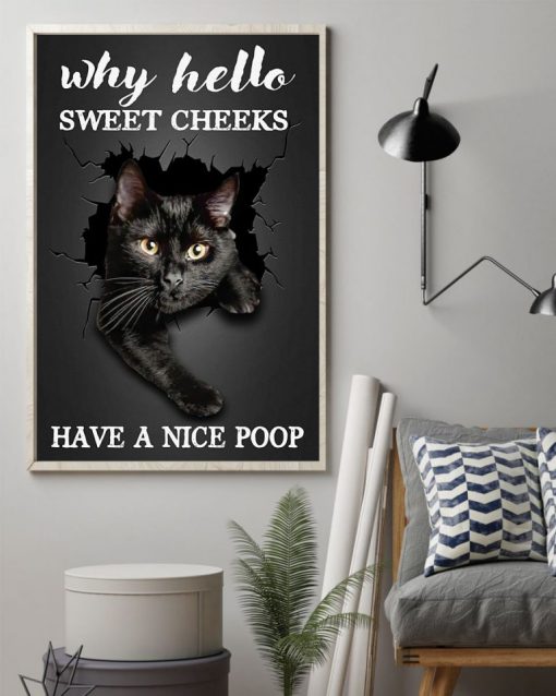 Black Cat Why Hello Sweet Cheeks Nice Poop