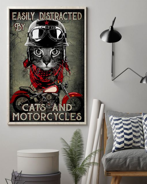 Easily distracted by cats and motorcycles posterz