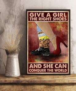 Firefighter Give a girl the right shoes and she can conquer the world posterc