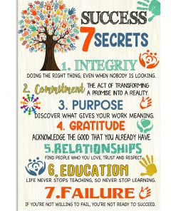 Social Worker Success 7 Secrets Integrity Commitment Purpose Gratitude Relationships Education Failure Poster