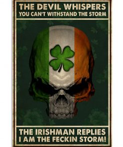 The devil whispered you can't withstand the storm The Irishman replies I am the feckin storm Skull poster