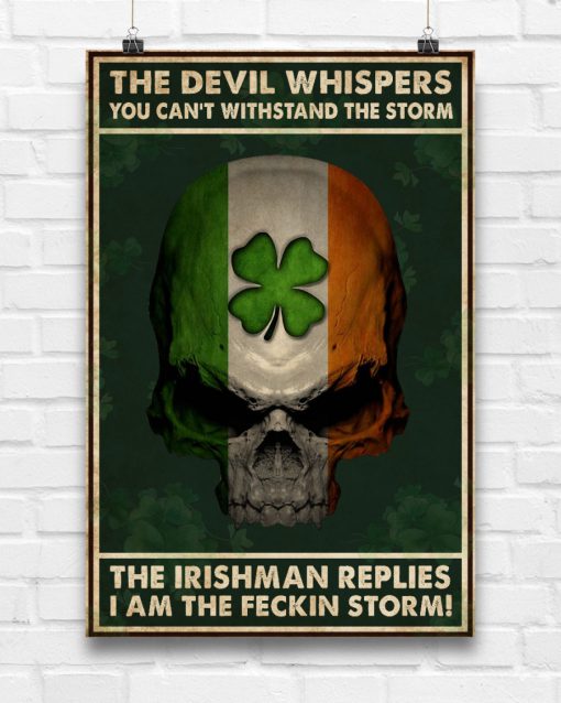 The devil whispered you can't withstand the storm The Irishman replies I am the feckin storm Skull posterc
