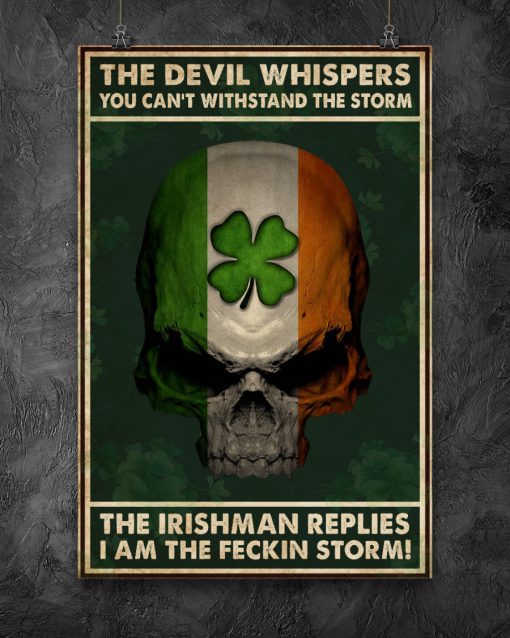 The devil whispered you can't withstand the storm The Irishman replies I am the feckin storm Skull posterz