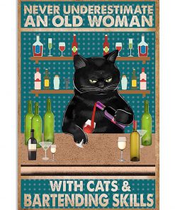 Cat Never underestimate woman with cats and bartending skill poster