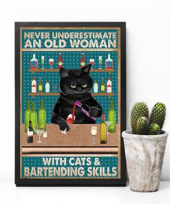 Cat Never underestimate woman with cats and bartending skill posterc
