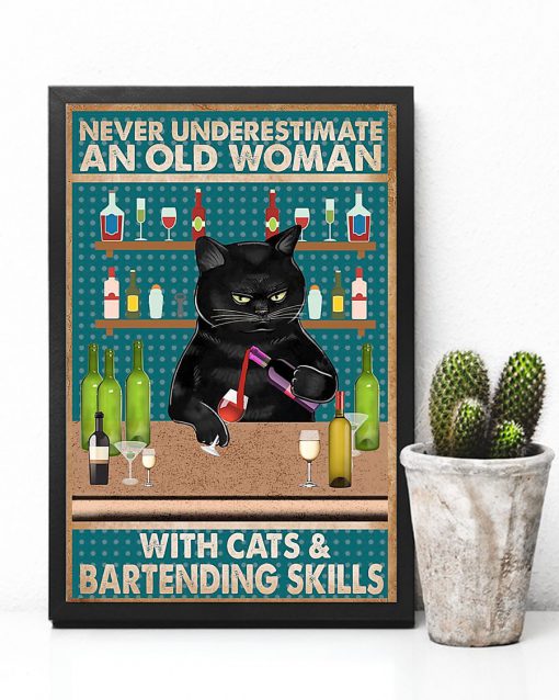 Cat Never underestimate woman with cats and bartending skill posterc