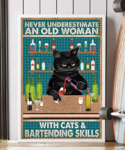 Cat Never underestimate woman with cats and bartending skill posterx