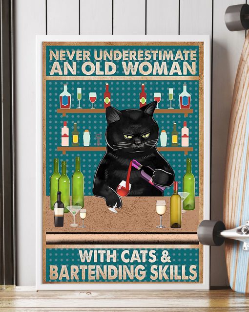 Cat Never underestimate woman with cats and bartending skill posterx