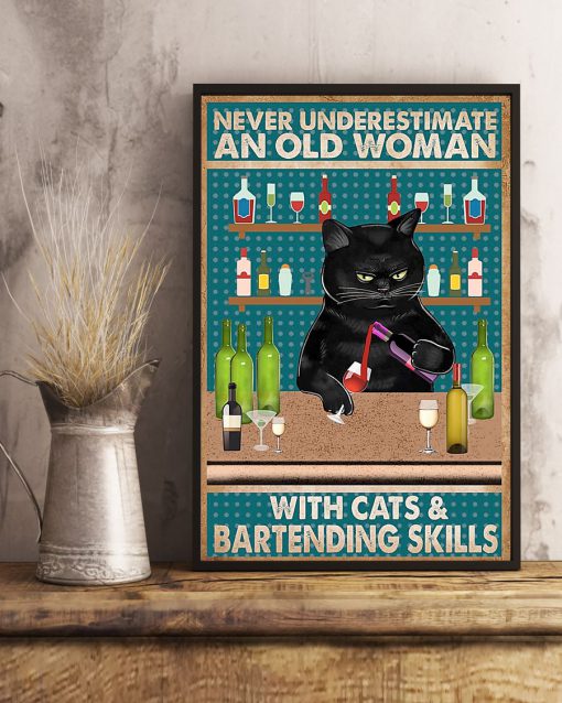 Cat Never underestimate woman with cats and bartending skill posterz
