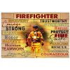 Firefighter Bravery Courage Strong Brave Dedication Poster