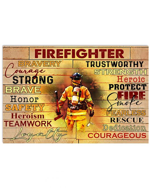 Firefighter Bravery Courage Strong Brave Dedication Poster
