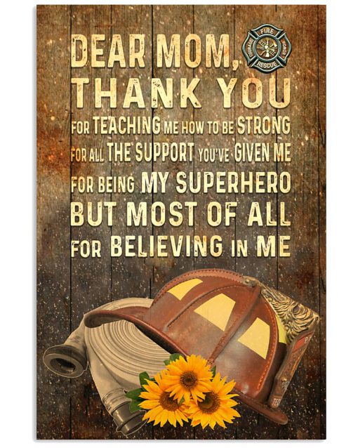 Firefighter Dear Mom Thank You Poster
