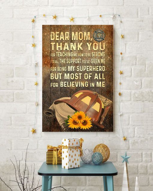 Firefighter Dear Mom Thank You Posterc