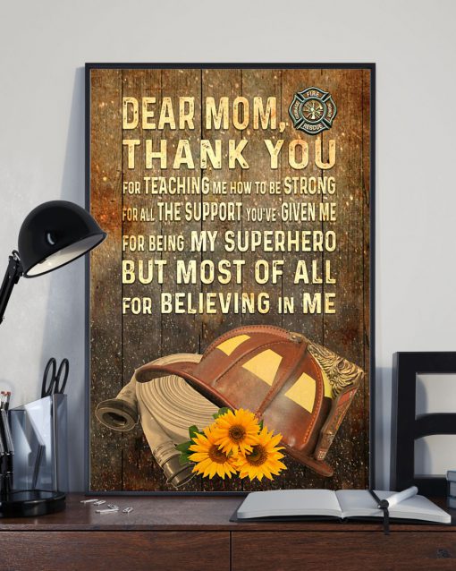 Firefighter Dear Mom Thank You Posterx