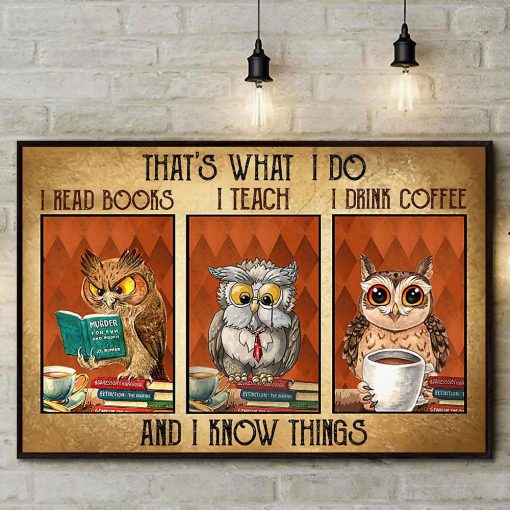 Owl That's What I Do I Read Book - I Teach - I Drink Coffee And I Know Things Poster