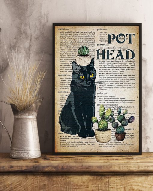 Pot Head Black Cat Gardening Posterc