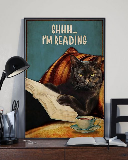 Shhh I'm Reading Cat Posterx