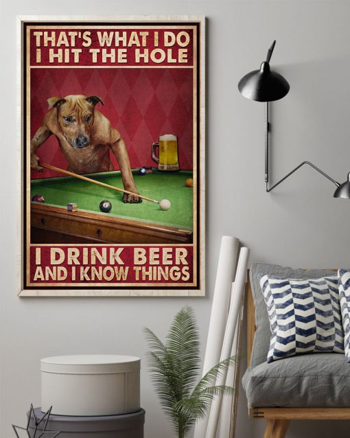 That's what I do I hit the hole I drink beer and I know things Billiard Dog posterz