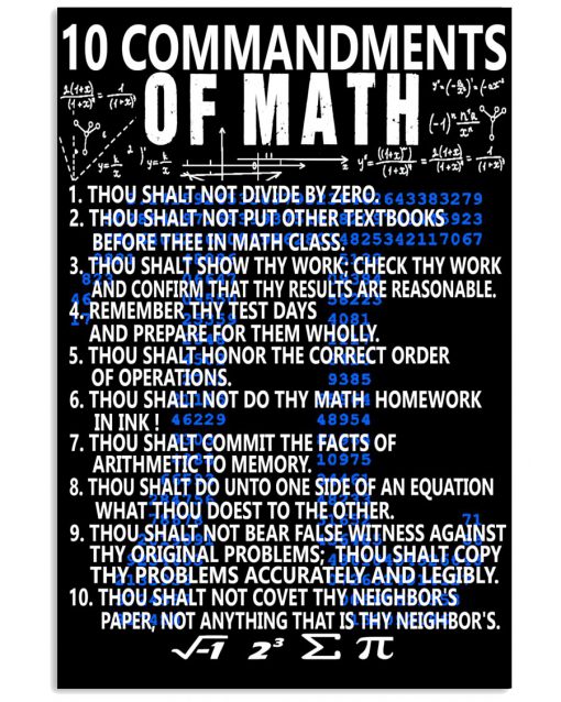 The Ten Commandments of Math Poster