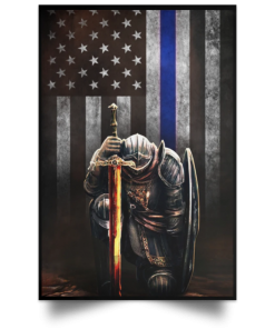 Thin Blue Line Flag Knight Templar Honor Posterv