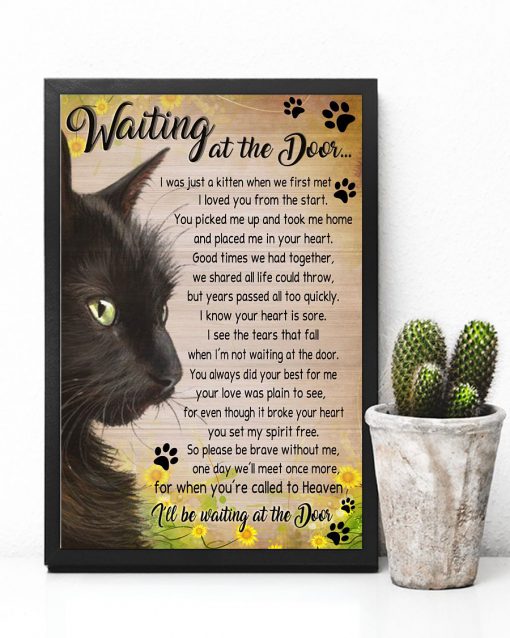 Cat Waiting at the door poem sunflower posterx