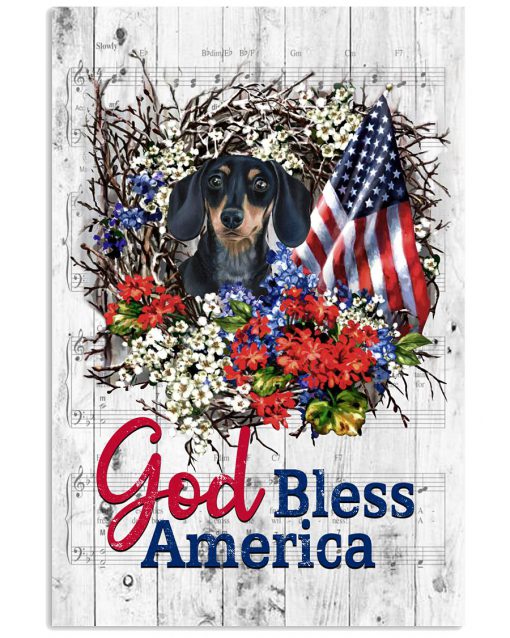 Dachshund God Bless America Poster