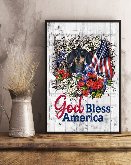 Dachshund God Bless America Posterc