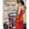 Easily Distracted By Hot Rod And Wine Poster