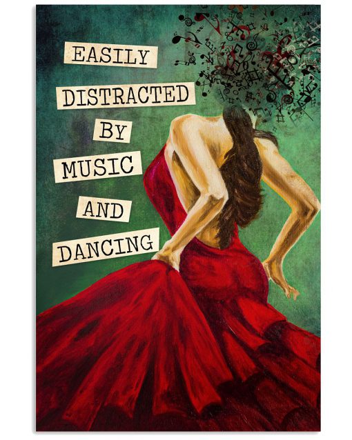 Easily Distracted By Music And Dancing Girl Vintage Poster