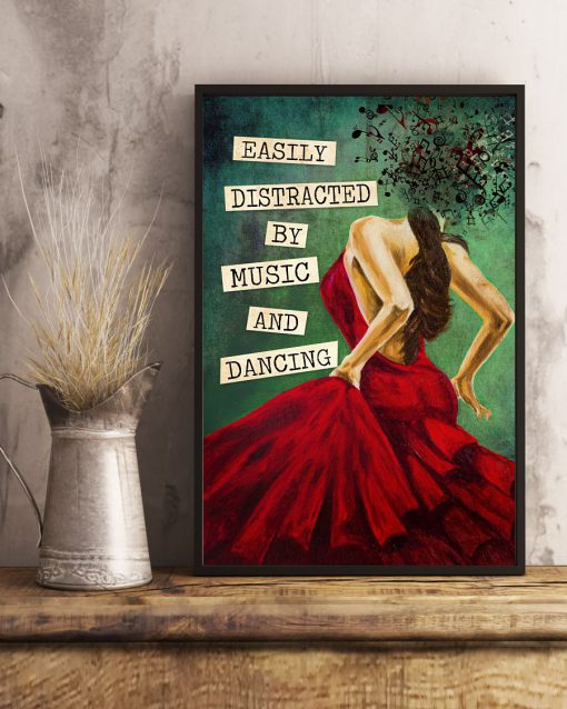 Easily Distracted By Music And Dancing Girl Vintage Posterx