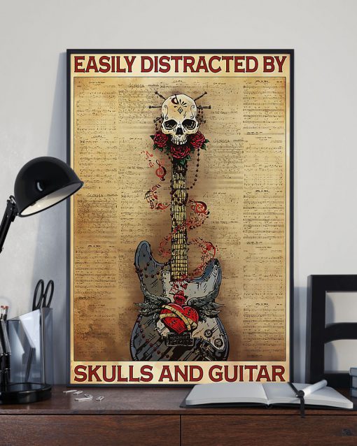 Easily Distracted By Skulls And Guitar Posterz