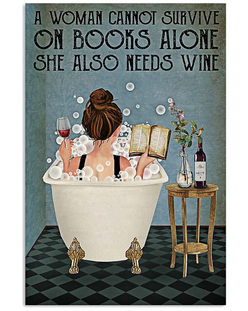 She Also Read Book And Drink Wine Poster