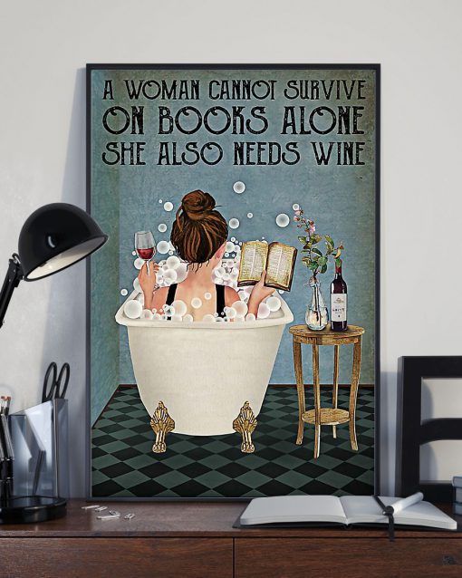 She Also Read Book And Drink Wine Posterx