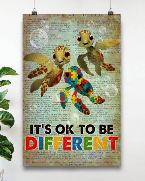 Turtle Autism It's Ok To Be Different Posterc