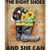 Firefighter Boot Give A Girl The Right Shoes And She Can Conquer The World Sunflower Poster