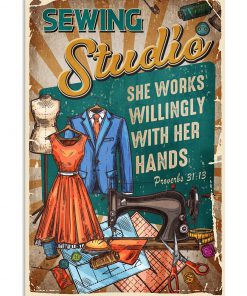 Sewing Studio She Works Willingly With Her Hands Poster