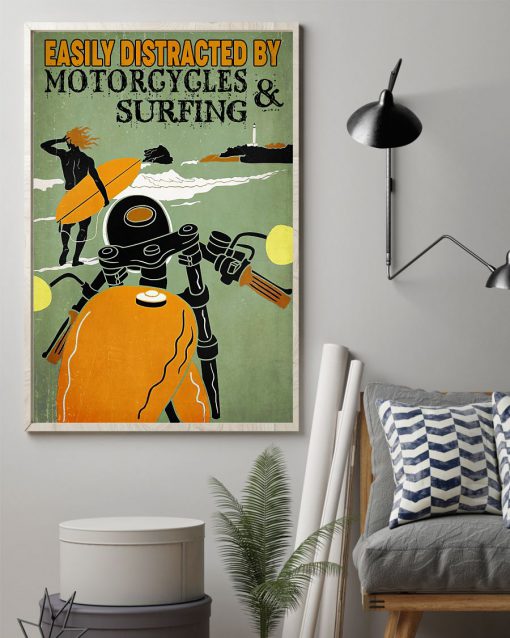 Easily Distracted By Motorcycles And Surfing Posterz