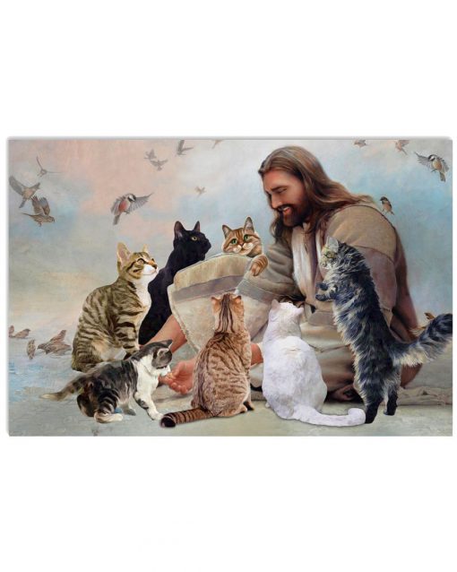 God Surrounded By Cats Angels Poster